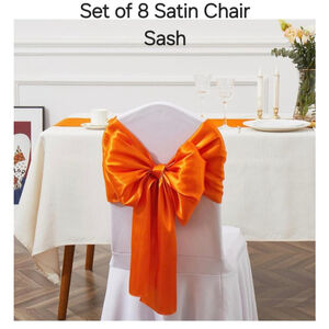 Orange Satin Chair Sash‎ (8pcs)